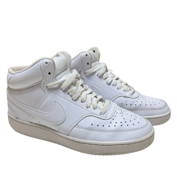 Nike Women’s Court Vision Mid Triple White Sneakers Sz 8 - Picture 2 of 16